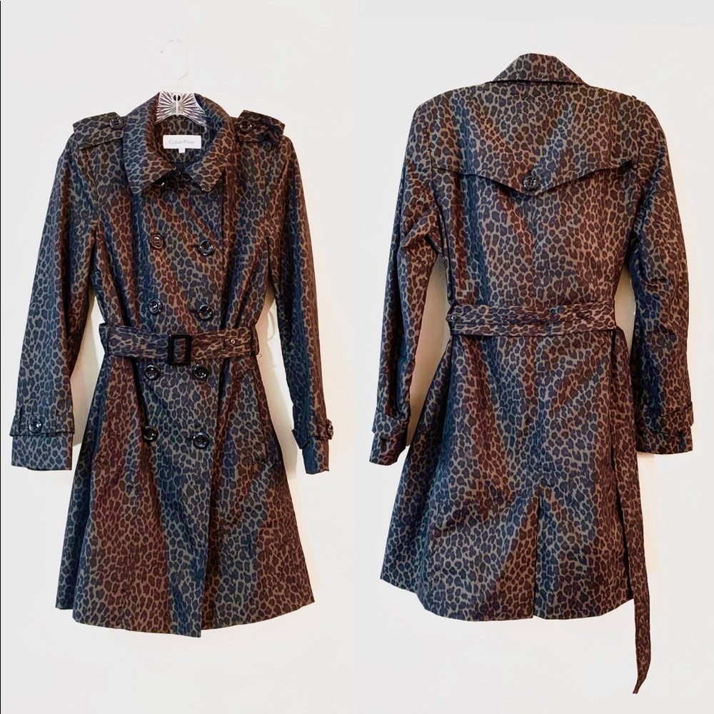 CALVIN KLEIN Leopard Print Rain Coat size:PS